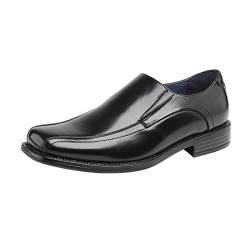 MOEIDO Herren-Schnürer Mens Formal Leather Lined Dress Shoes Spring Autumn Square Toe Solid Business Chef Shoes Slip-On Social Shoe Male (Color : Black, Size : 8.5 US) von MOEIDO