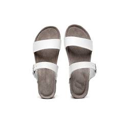 MOEIDO Pantoffeln für Damen Summer Women Beach Med Heel Cork Slippers Casual Leather Wedge Platform Shoe (Color : White, Size : 39 EU) von MOEIDO