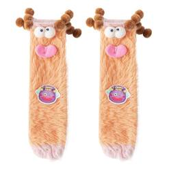 MOFIC Niedliche Cartoon-Monster-Socken, für Damen und Mädchen, lustige flauschige Hausschuh-Socken, warme, gemütliche, flauschige Monstersocken mit großen Augen, Plüsch, flauschige Schlafsocken für von MOFIC