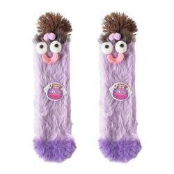 MOFIC Niedliche Cartoon-Monster-Socken, für Damen und Mädchen, lustige flauschige Hausschuh-Socken, warme, gemütliche, flauschige Monstersocken mit großen Augen, Plüsch, flauschige Schlafsocken für von MOFIC