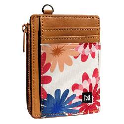 MOGEWOE Brieftasche, schmal, minimalistisch, elastisch und Leder, vertikale Geldbörse, RFID-blockierend, Kreditkartenetui, Flower-B von MOGEWOE