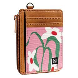 MOGEWOE Brieftasche, schmal, minimalistisch, elastisch und Leder, vertikale Geldbörse, RFID-blockierend, Kreditkartenetui, Orchidee von MOGEWOE