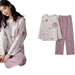 MOGSA Damen-Schlafanzug aus Baumwolle für Damen, Pyjama-Sets, Pyjama-Set, gepunktet, Nachtwäsche, Loungewear, Paar, Nachtwäsche, Homewear, W8, XL (61–70 kg) von MOGSA