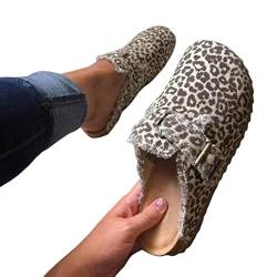 MOGSA Hausschuhe Damen Schuhe Sandalen Plateau Sportschuhe Keilschuhe Geschlossene Zehen Sneaker - Leopard Print, 40 von MOGSA