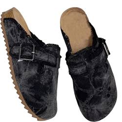 MOGSA Hausschuhe Damen Schuhe Sandalen Plateau Sportschuhe Keilschuhe Geschlossene Zehen Sneaker - Schwarz, 41 von MOGSA