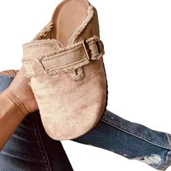 MOGSA Hausschuhe Damen Schuhe Sandalen Plateau Sportschuhe Keilschuhe Geschlossene Zehenpartie Sneaker - Braun, 37 von MOGSA