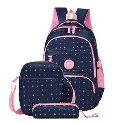 MOGSA Schulranzen Schulrucksack für Teenager Mädchen Schultaschen Kinder Rucksäcke 3 Stück/Sets Schulranzen - Tiefblau von MOGSA