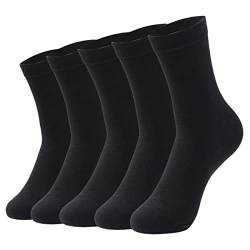 MOGSA Socken 5 Paar Damen und Herren Baumwolle Socken Weich Atmungsaktiv Schwarz Herren Socken von MOGSA