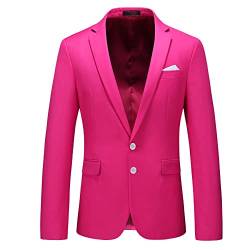 Herren-Anzugjacke Slim Fit Sport Mäntel Blazer für Alltag Business Hochzeit Party, hot pink, 48 von MOGU