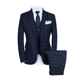 MOGU 3-teiliger Herren-Blazer + Weste + Hose, blau, 48 von MOGU