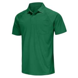 Herren Golf-Poloshirt, kurzärmelig, feuchtigkeitsableitend, Dry Fit, seitlich blockiert, große Größen: M-7XL, Grün (mit Tasche), 5X-Groß von MOHEEN