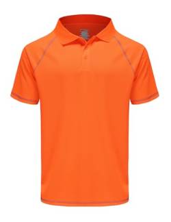 Herren-Golf-Poloshirt, kurzärmelig, feuchtigkeitsableitend, hohe Größen: M-7XL, Hochsichtbares Orange, 5X-Groß von MOHEEN