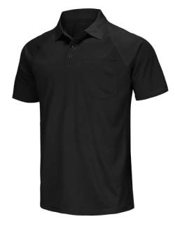 Herren-Golf-Poloshirt, kurzärmelig, feuchtigkeitsableitend, hohe Größen: M-7XL - Schwarz - 5X-Groß von MOHEEN