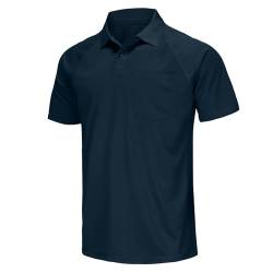 MOHEEN Herren Kurzarm Feuchtigkeit Wicking Leistung Golf-Polo-Hemd 3XL (Chest 56" ) Marine-Blau (mit Tasche) von MOHEEN