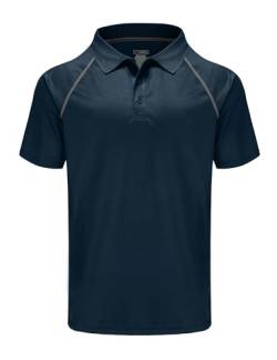 MOHEEN Herren Kurzarm Feuchtigkeit Wicking Leistung Golf-Polo-Hemd 3XL (Chest 56" ) Navy blau von MOHEEN