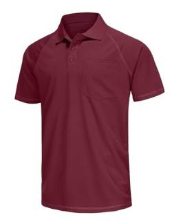 MOHEEN Herren-Polo-Shirt, kurzärmelig, feuchtigkeitsableitend, Performance, athletisch, lässig, Golfkragen-Shirt, große Größen M-7XL, #12130 Weinrot, 7X-Groß von MOHEEN