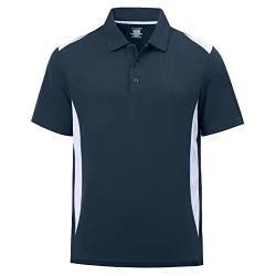 MOHEEN Herren-Poloshirt, kurzärmelig, feuchtigkeitsableitend, Farbblock, klassischer Schnitt, sportlich, lässig, Golf-Shirts, #12177 Navy, XX-Large von MOHEEN
