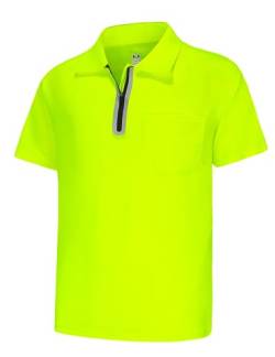 MOHEEN Herren-Poloshirt mit Reißverschluss, schnelltrocknend, kurzärmelig, sportlich, lässig, mit Kragen, Golf-Shirts für Herren mit Tasche, #12253 Hi Viz Gelb, 5X-Groß von MOHEEN