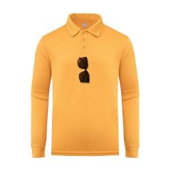 MOHEEN Herren-Poloshirt mit langen Ärmeln, feuchtigkeitsableitend, lässig, solide Golf-Piqué-Shirts, 12245#Gelb, L von MOHEEN