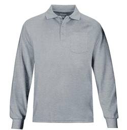 MOHEEN Herren-Poloshirt mit langen Ärmeln, feuchtigkeitsableitend, lässig, solide Golf-Piqué-Shirts, GRAU, 5X-Groß von MOHEEN