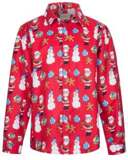 MOHEZ Jungen Weihnacht Freizeit Hemd Langarm X-Mas Christmas Hawaii-Print Shirt Für Kinder, Rot, 5-6 Jahre von MOHEZ