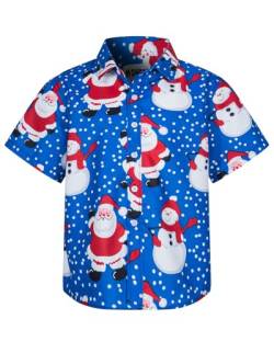MOHEZ Kinder Kurzarm Weihnacht Hemd, Freizeit Hawaiihemd mit Santa Prints Hemden für Jungen, lanse 3-4 Jahre von MOHEZ