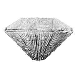 MOISTRI Bling Portemonnaie dreidimensionale Diamantform Strass Geldbörse für Frauen Glitzernde Clutch Geldbörse Handtasche für Party Hochzeit Silber von MOISTRI