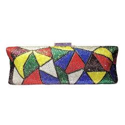 Strass Clutch Geldbörsen für Frauen Retro Diamant Geldbörse Bling Geldbörsen für Frauen Glitzernde Tasche Partei Dreieckiges Karo Mehrfarbig von MOISTRI