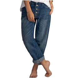 MOKBAY 7/8 Hosen Damen Sommer Outdoor Elegant Stretch Für Waist Jeans Frauen Lässige Outfit Sommer Weite Arbeitshose Frau Jeans M-Blue 3XL 511 von MOKBAY