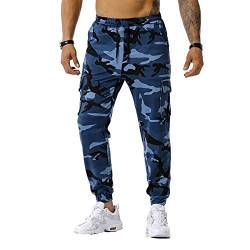 MOKBAY Militär Hose Jogginghose Herren Camouflage Outdoor Trainingshose Herren Lang Army Sweatpants Outdoor Jogging Herrenhosen Casual Sports Men's Activewear himmelblau L von MOKBAY