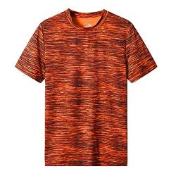 Tshirt Herren Langarm V-Ausschnitt Leinen Business Freizeithemd Schlankmacher Regular Sport T Shirt Men's Polos Baumwolle Vintage Outdoor Sportshirt Pullover Orange 8XL 3516 von MOKBAY