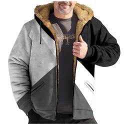 Winterjacke Herren Langarm Vintage Jacke Herren mit Kapuze Geometrischem Print Große Größen Herren Mantel Plus Size Warme Fashion Wintermantel mit Tasche Für Männer Schwarz 6XL von MOKBAY