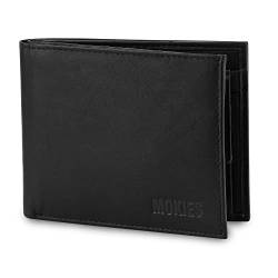 MOKIES Herren Geldbörse G331 aus echtem Leder - 100% Rindleder - RFID und NFC-Schutz - Querformat - Portemonnaie für Männer von MOKIES