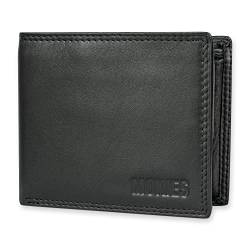 MOKIES Herren Geldbörse - Premium Nappa - RFID und NFC-Schutz - Querformat - schwarzes Portemonnaie GN100 von MOKIES