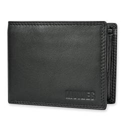 MOKIES Herren Geldbörse - Premium Nappa - RFID und NFC-Schutz - Querformat - schwarzes Portemonnaie GN102 von MOKIES
