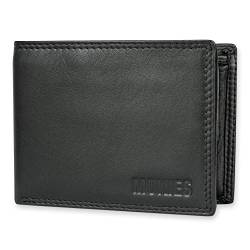 MOKIES Herren Geldbörse - Premium Nappa - RFID und NFC-Schutz - Querformat - schwarzes Portemonnaie GN106 von MOKIES