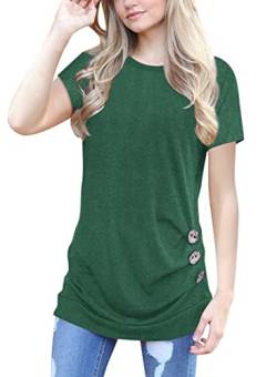 MOLERANI Damen Lässige Kurzarm T-Shirt Bluse Tops mit rundem Hals und Lockerem Tunika-T-Shirt (Forest Green, L) von MOLERANI