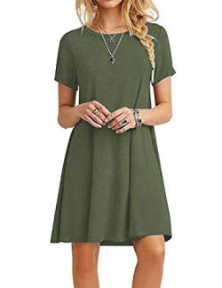 MOLERANI Damen Sommerkleider Casual T-Shirt Kurzarm Strandkleid Loose Swing Damen Kleid (2XL, Armeegrün) von MOLERANI