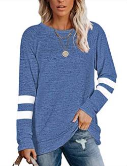 MOLERANI Damen Tops Weiche Sweatshirts Langarm Tunika Pullover für Leggings Marineblau XL von MOLERANI