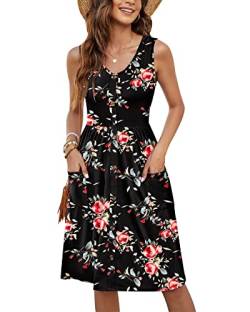 MOLERANI Damen ärmelloses, locker sitzendes, ausgestelltes Kleid in A-Linie mit Blumenmuster (Rose Black, M) von MOLERANI