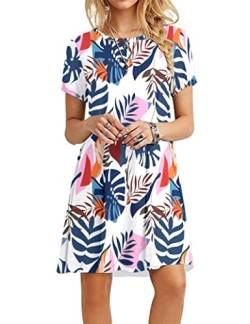 MOLERANI Sommerkleider für Damen Lässiges T-Shirt Kleid Kurzarm Damen Strandkleid (S, Blue Plantain) von MOLERANI