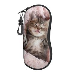 MOLIAE Unisex-Brillenetui mit schlafender Katze, Schutzhülle für Brillen, Sonnenbrillen, weiches Etui, Brillenetui, Schwarz, Einheitsgröße von MOLIAE