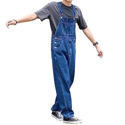 MOLUCI Herren-Latzhose Denim-Latzhose Gewaschen Lässig Retro-Cargo-Jeans Overalls Verstellbare Träger Arbeitskleidung Hose,Dark blue,6XL von MOLUCI