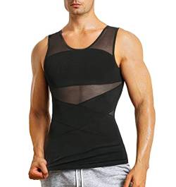 MOLUTAN Herren Kompressionsshirt Slimming Body Shaper Vest Sleeveless Undershirt Tank Top Bauchkontrolle Shapewear für Herren, schwarz, X-Groß von MOLUTAN