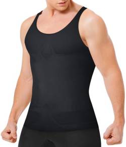 MOLUTAN Kompressionsshirt für Herren, Bodyshaper, Tank-Top, ärmellos, schlankmachend, Unterhemd, Shapewear, Bauchkontrolle, Weste, Schwarz, XL/XXL von MOLUTAN