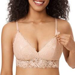 MOMANDA Damen Still BH Große Brüste Spitze Mutterschaft Stillen Schwangerschaft BHS Beige XXL von MOMANDA