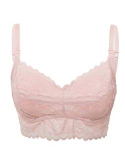 MOMANDA Damen Umstands Hände Frei Still Pumpen BH mit Bügel und Spitze Nacktes Rosa 75E(34DD) von MOMANDA