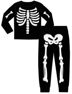 MOMBEBE COSLAND Jungen Schlafanzug Kinder Halloween Pyjama Baumwolle Langarm Nachtwäsche Skelett 1-2 Jahre Schwarz von MOMBEBE COSLAND
