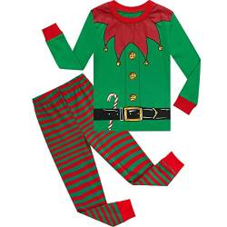 MOMBEBE COSLAND Kleinkind-Weihnachts-Pyjama-Sets Jungen Mädchen Elf PJS Nachtwäsche Grün 11-12 Jahre von MOMBEBE COSLAND