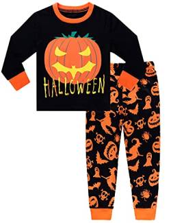 MOMBEBE COSLAND Schlafanzug Jungen Kinder Halloween Pyjama Kürbis Zweiteiliger Nachtwäsche 3-4 Jahre Schwarz von MOMBEBE COSLAND